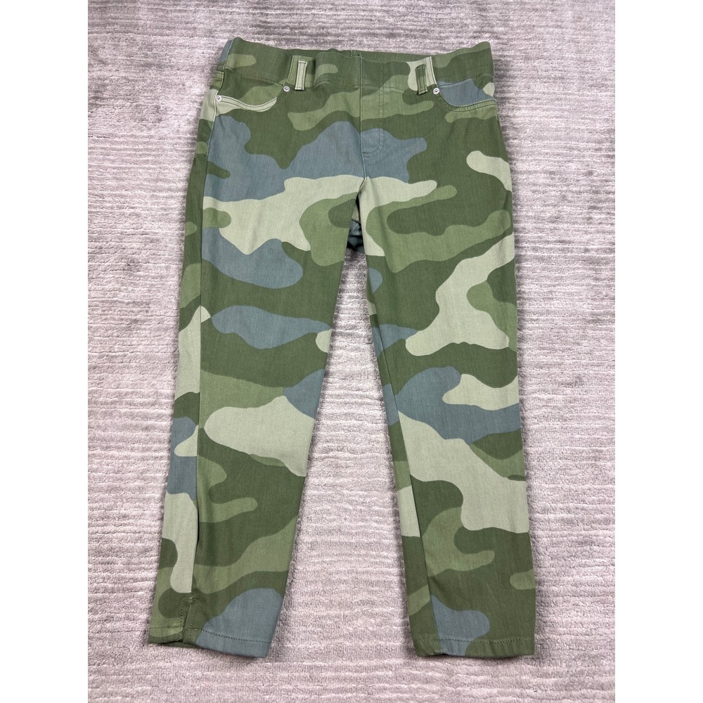 Mixit Pants Womens L Green Camo Print Pull On Stretch Cropped Side Slit 30194
